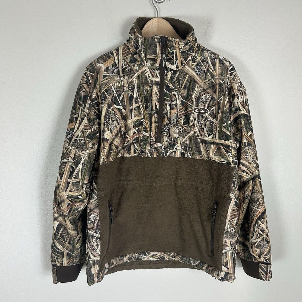 Drake Old School Camo Men’s S 1/4 Zip Pullover Polyester Jacket Waterfowl System